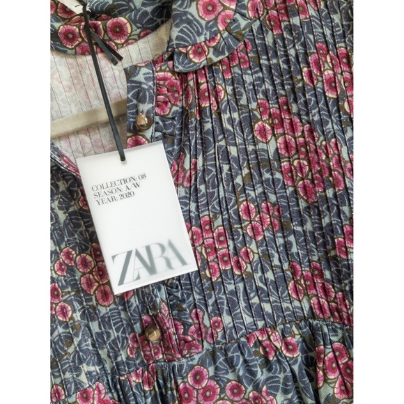 NWT  Size 9 Zara Collection Designer Dress Green with floral print - Picture 2 of 2